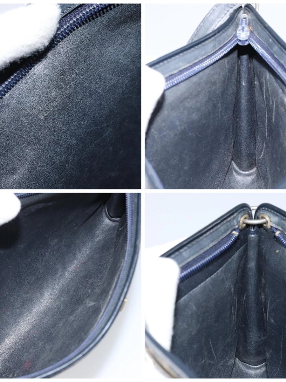 Christian Dior Trotter Canvas Shoulder Bag Navy Gold Auth bs32154 - Picture 15 of 16